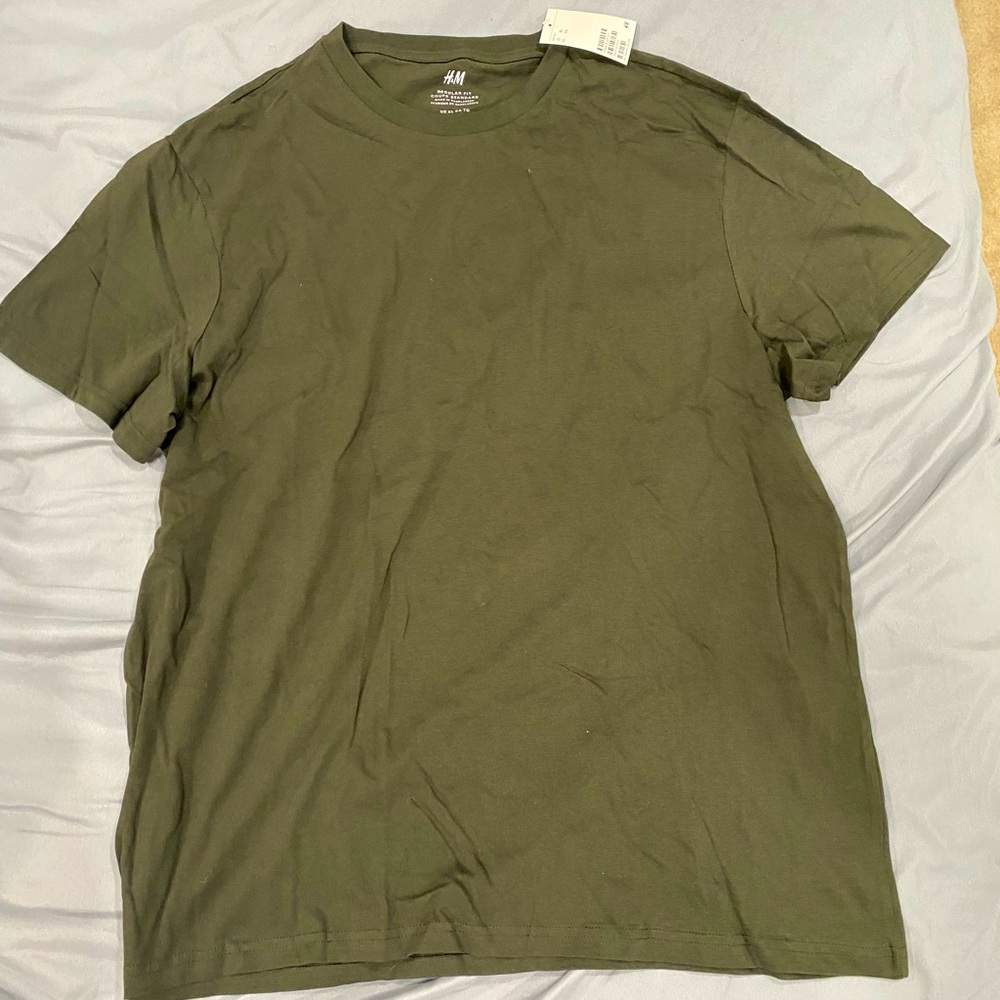 Mens basic green h&m t shirt